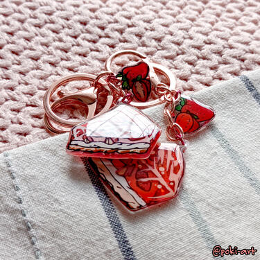 Strawberry jelly cheesecake keychain